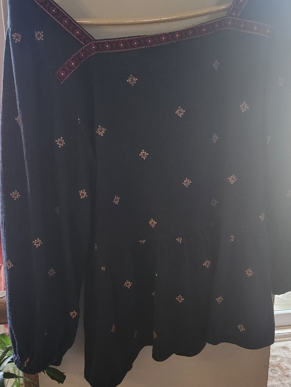 Ricki's Navy Top with Pink Embroidery - Picture 5 of 5